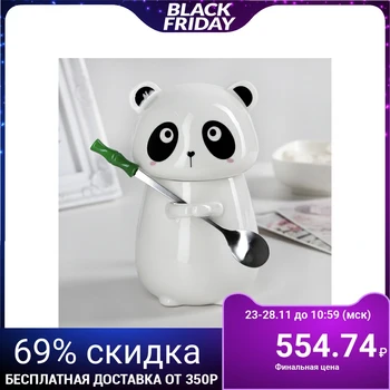 

Mug 480 ml "Panda", with ceramic lid and spoon