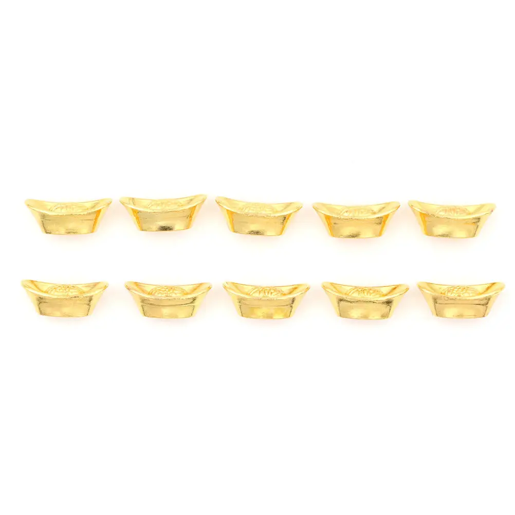 10 PCS Mascot  Lucky Money Gold Ingot Metal Crafts Feng Shui Auspicious Decoration Crafts