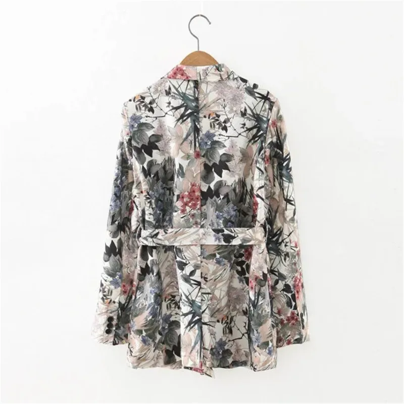 Женский офисный костюм из двух предметов элегантный с цветочным принтом и