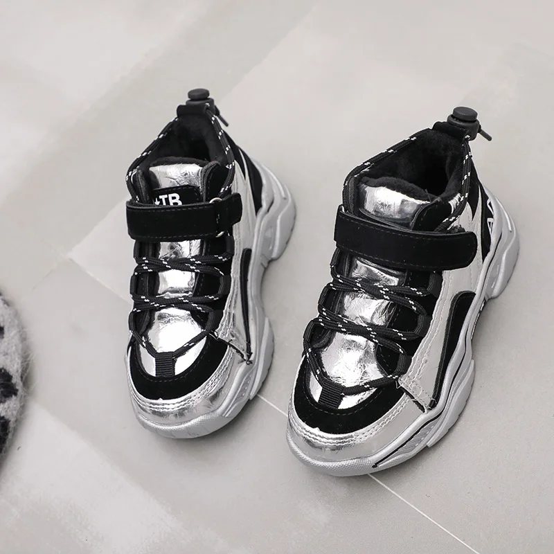 

Autumn/Winter Warm Boys Jogging Shoes Children Brand Shoes Black Running Shoes for Boys Plus Velvet Child Designer Sneakers