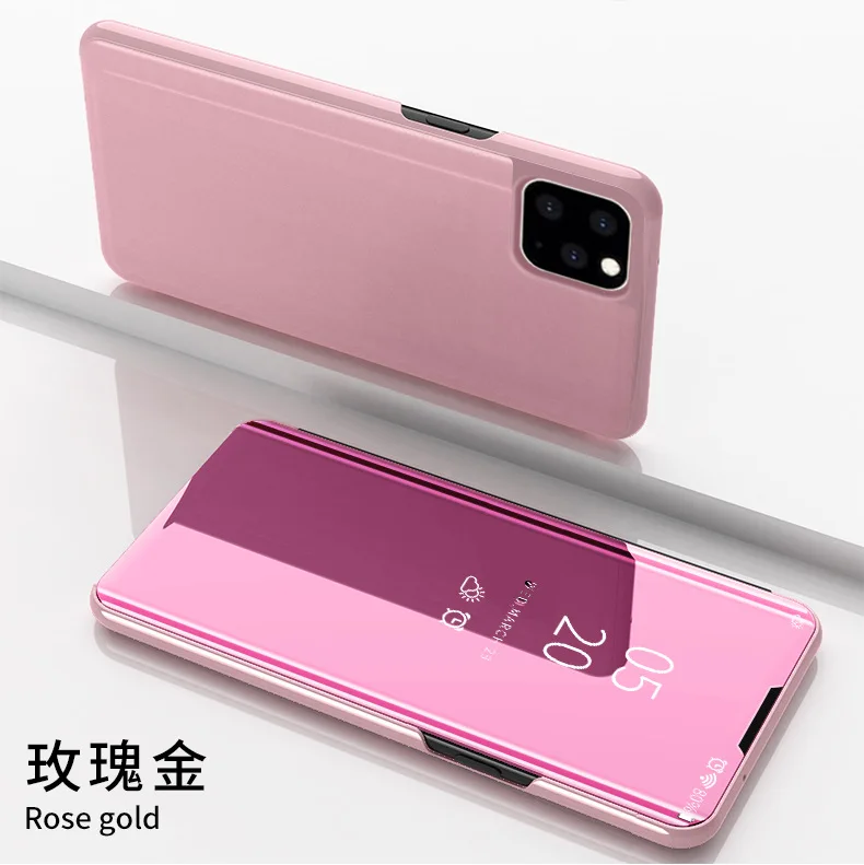 50 шт./партия для iphone 11 Pro прозрачный вид откидная крышка Подставка для зеркала заднего вида кожа+ PC чехол для iphone 11 для iphone 11 Pro Max
