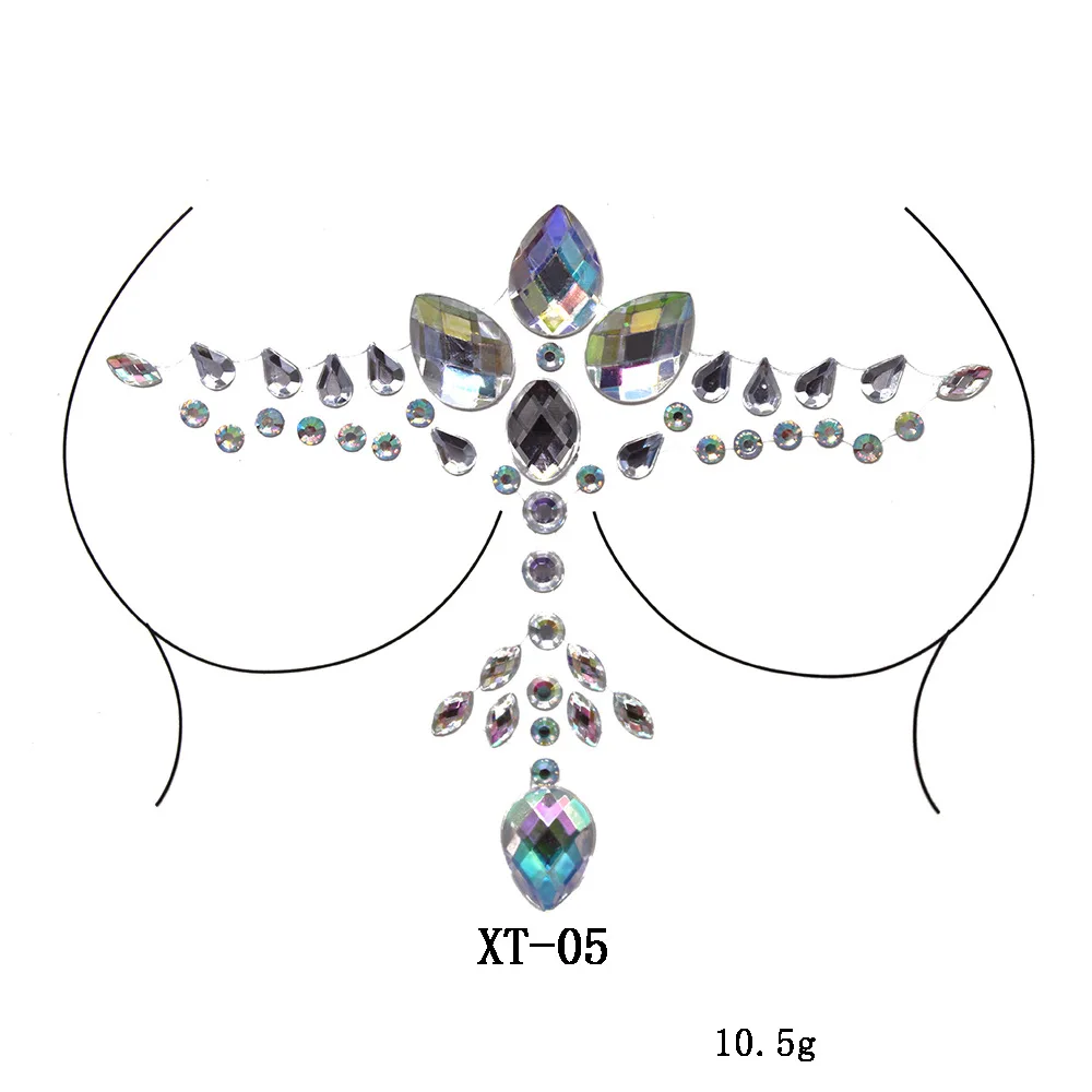2 шт., Кристальные сексуальные украшения на грудь, Временные татуировки, стикер, 3D, сценические стразы, флеш-тату, клей, украшение на лицо, украшение на грудь, драгоценный камень, краска для тела - Цвет: 5