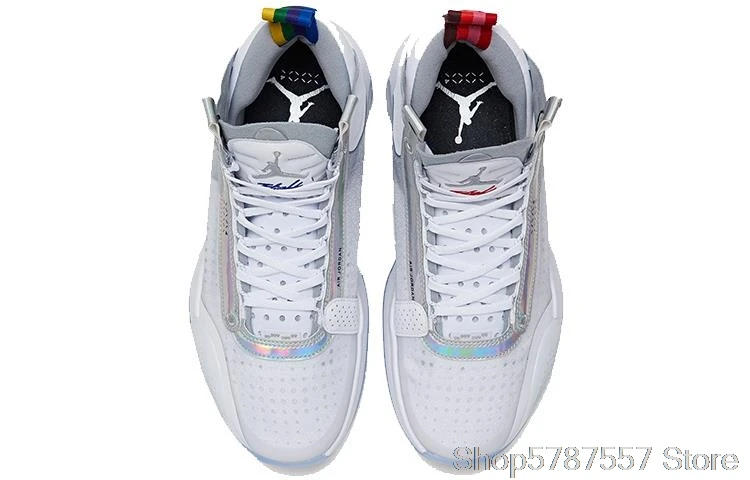 Jordan Shoes Original Nike Air Jordan 34 White Iride Women's Basketball Shoes Eclipse High-top Jordan Shoes Basketball Sneakers