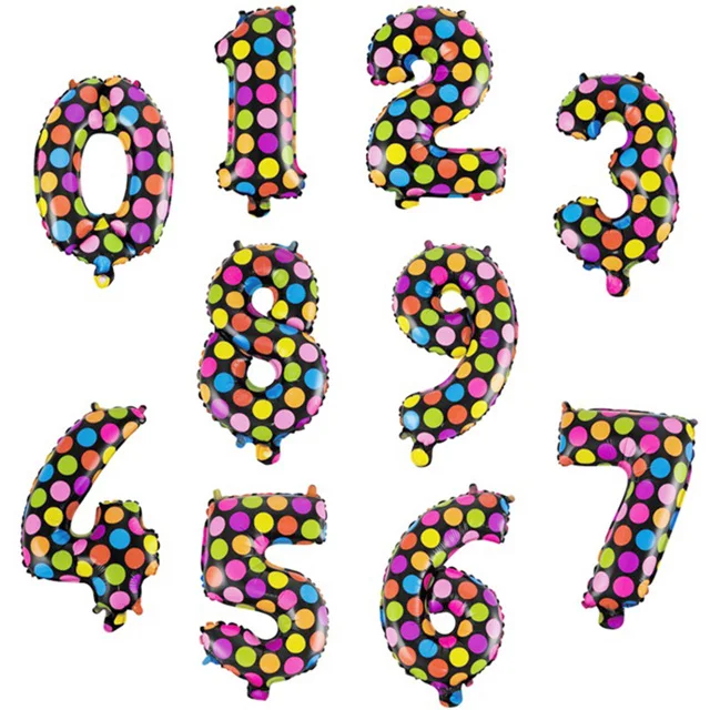 Colorful dots 32 дюймов Большой Фольга на день рождения воздушные шары воздушные гелиевые шара с цифрой цифры Happy День рождения украшения Детские воздушные шары для дня рождения балон - Цвет: Colorful dots