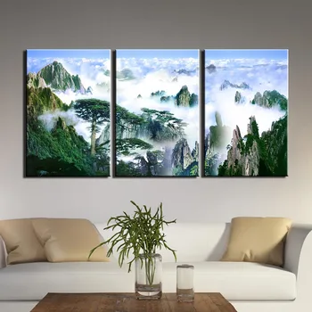 

3 Pieces Wall Art Canvas Poster And Print Canvas Painting Decorative Mountain Tree Scenery Pictures for Living Room Home Decor