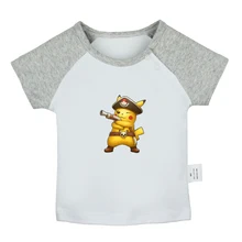 Милый мультяшный Покемон, милый пират, капитан Пикачу, футболки для новорожденных, футболки с коротким рукавом и графическим принтом для малышей, хлопковые топы