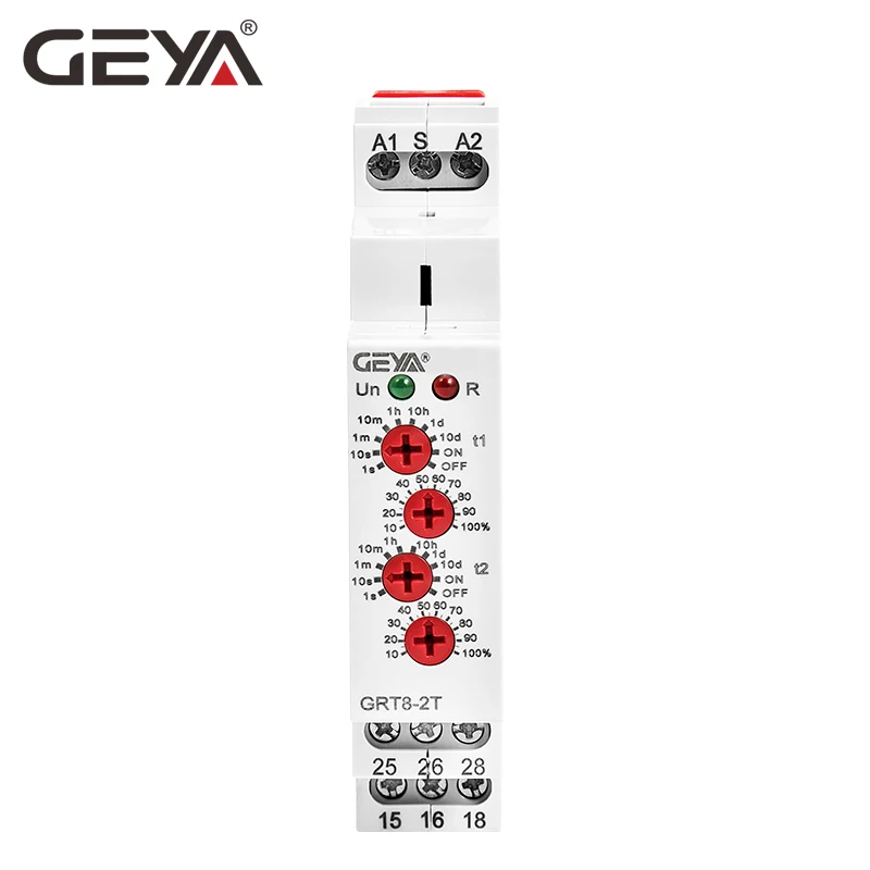 GEYA GRT8-2T реле с двойной задержкой на таймере AC230V или AC/DC12V-240V DPDT реле на din-рейку