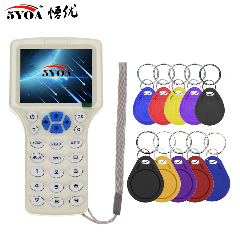 Rfid copier reader writer em4305 tag key card 10 frequency id ic copy
