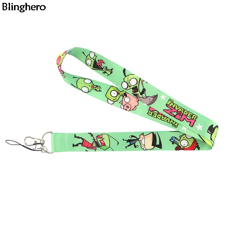 Blinghero Захватчик Зим мультфильм шнурок ключи телефон USB Cool ID держатель для карт шейный ремень с камерой ремешок для семьи детей BH0388