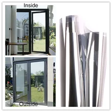 SUNICE самоклеящаяся Серебряная односторонняя зеркальная оконная пленка с клеем, Солнечная Отражающая пленка для декора гостиной 45 см X 2000 см