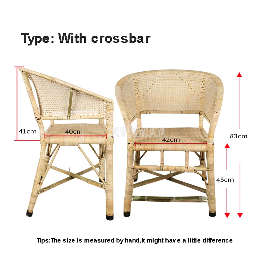 Уличное ручное плетение, стул из ротанга для пожилых людей, натуральное горное растение из ротанга, домашний балкон для пожилых людей, кресло для отдыха - Цвет: With crossbar