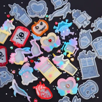 

1pc Heart Cat Dolphin Shaker Silicone Molds Jewelry Mold Star Bear Key Chain Charm Jewelry Craft Tool