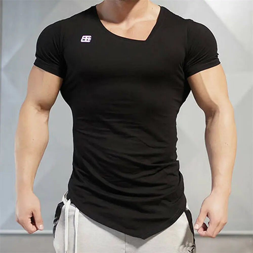 

Fashion Men's Slim Fit V Neck Short Sleeve Muscle Tee T-shirt Casual Tops Blouse vs stranger things white T shirt men