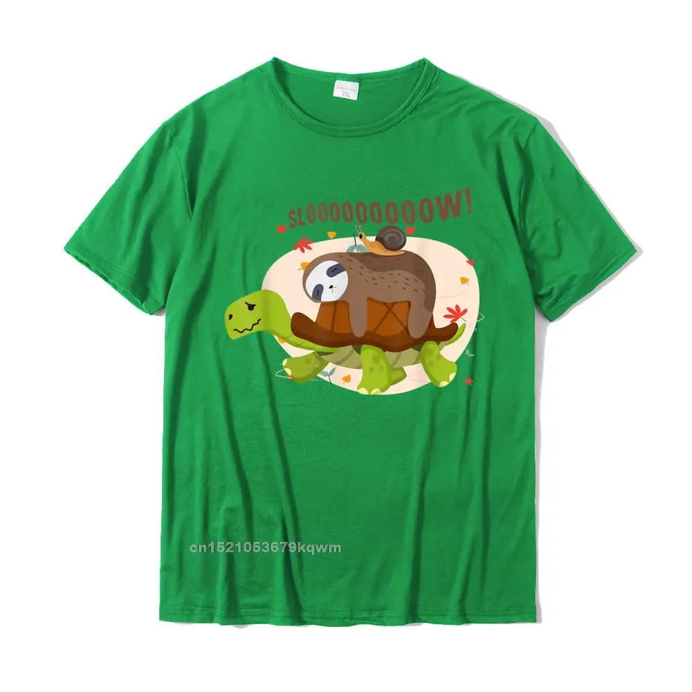 Family Tops & Tees New Coming Crewneck Casual Short Sleeve Cotton Fabric Men's T Shirt Casual Tee Shirts Free Shipping Fun Cute Funny Sloth Slow Design T-Shirt__4471 green