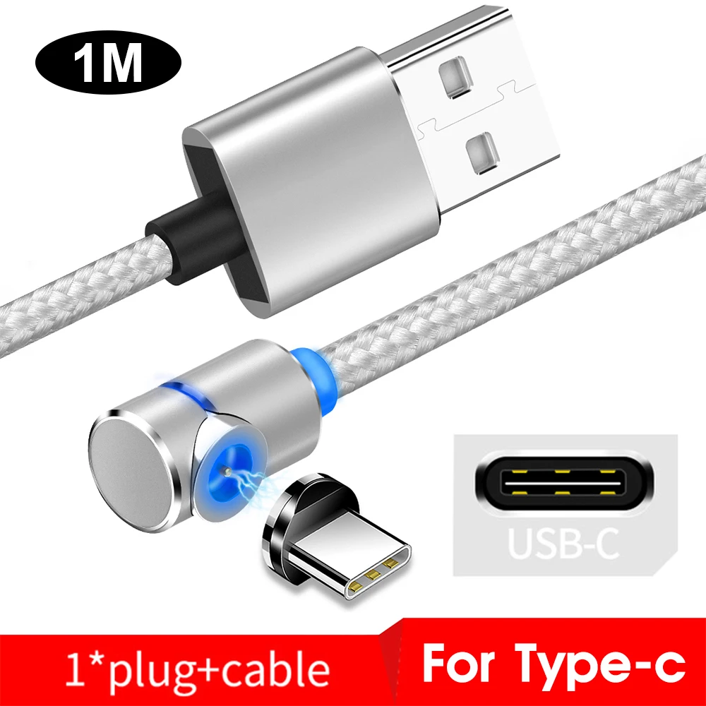 1 м Магнитный USB C Micro телефонный кабель usb type C кабель для быстрой зарядки Магнитный зарядный кабель для передачи данных Micro мобильный телефон кабель USB шнур - Цвет: For Type C Silver