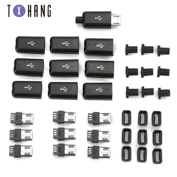 

10PCS/LOT Micro USB 5Pin Male connector plug Black welding Data OTG line interface DIY data cable diy electronics