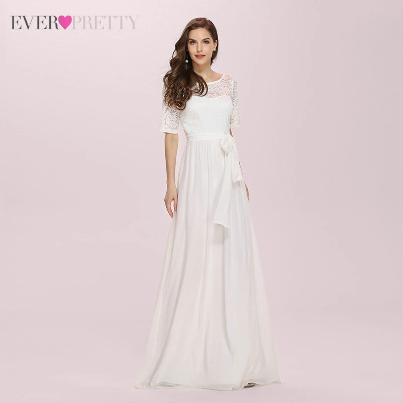 

Wedding Dress For Women Ever Pretty Plus Size Chiffon A Line Scoop Neck Lace Elegant Formal Wedding Gowns For Bride 2020 EZ07624