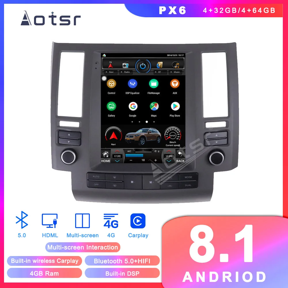 Android 10.0 Tesla Style GPS Navigation For Infiniti FX35 FX45 FX25 FX37 2003 2004 2005 2006 Auto Radio Stereo Multimedia Player |
