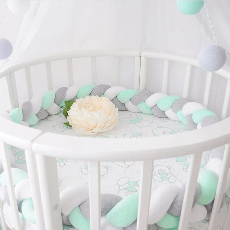 

1.5M Lenght Baby Bed Bumper Knot Design Newborn Crib Pad Protection Infant Safety Crashproof Cot Room Decoration Kid Photography