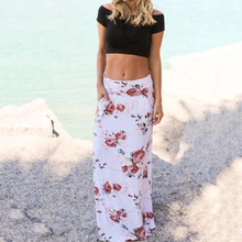 Летние женские богемные юбки с цветочным принтом и карманами, женские длинные юбки до пола с принтом