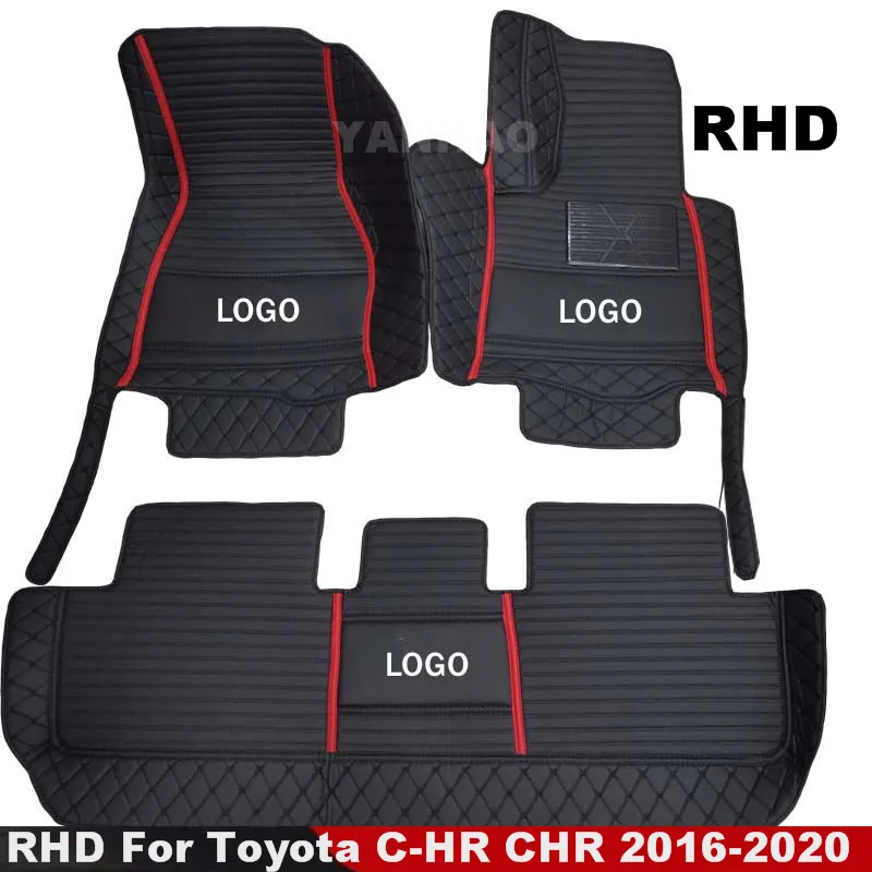 

RHD Leather Car Floor Mats For Toyota C-HR CHR 2020 2019 2018 2017 2016 Carpets Custom Auto Styling Accessories Interior Cover