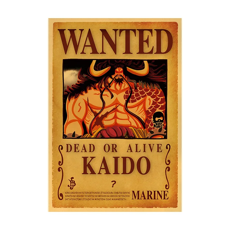 

One Piece Action Figure Bounty Wanted Poster Craft Print Anime Wall Stickers Vintage Movie Playbill Sticker Wallpaper Gifts Toy
