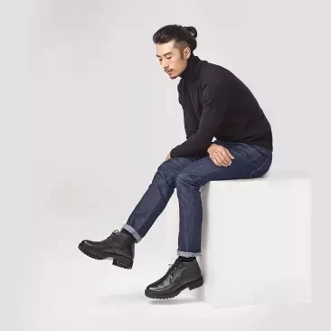  Xiaomi Men Wool mat Plus velvet Thicken Keep warm Leather boots First layer cowhide Outsole wear Ma