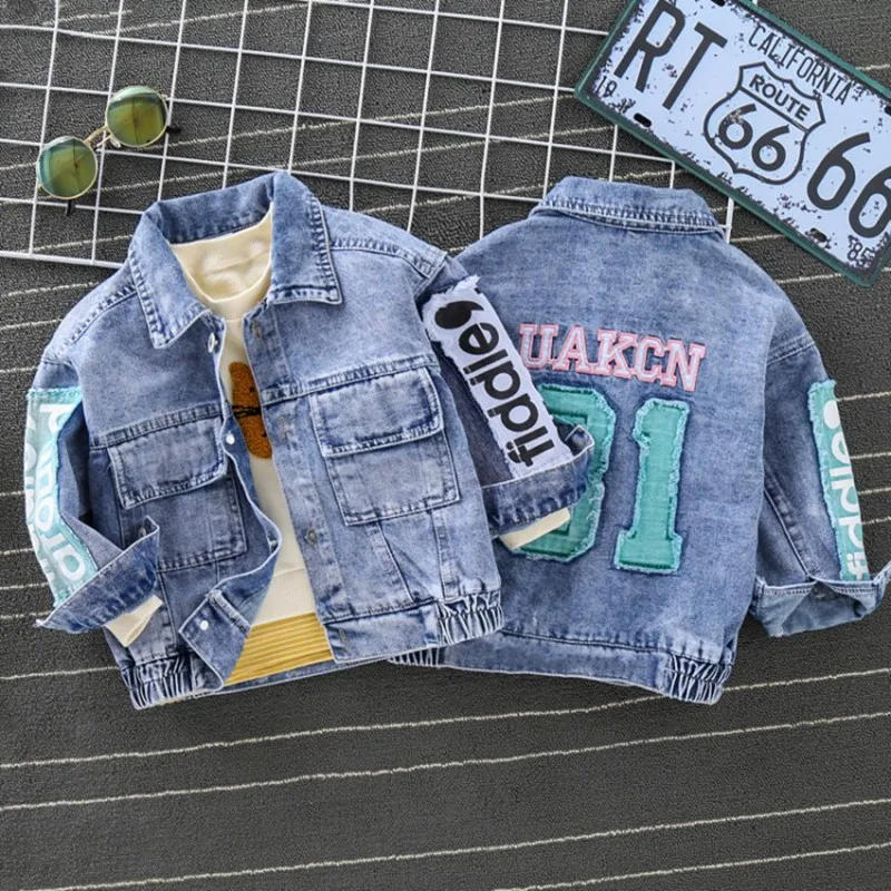 COOTELILI Denim Jeans Jacket For Boys Windbreaker Toddler Kids Girls Bomber Coat Baby Boy Jacket  Children Clothing 80-130cm (5)
