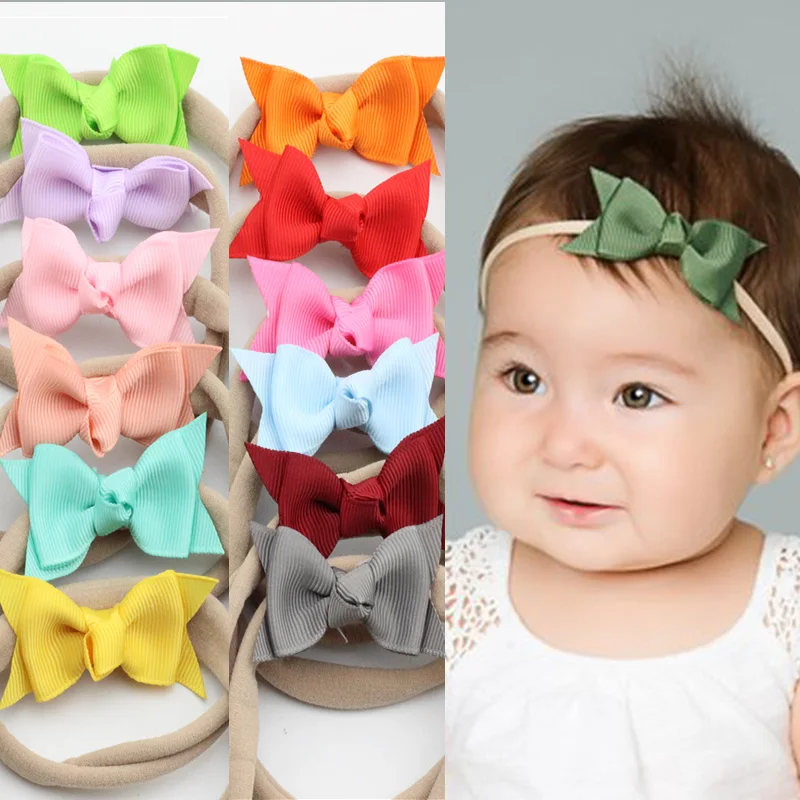 Baby Girls Ribbon Bowknot Hair Bows Headbands Big Hair Bands For Kids Toddler 