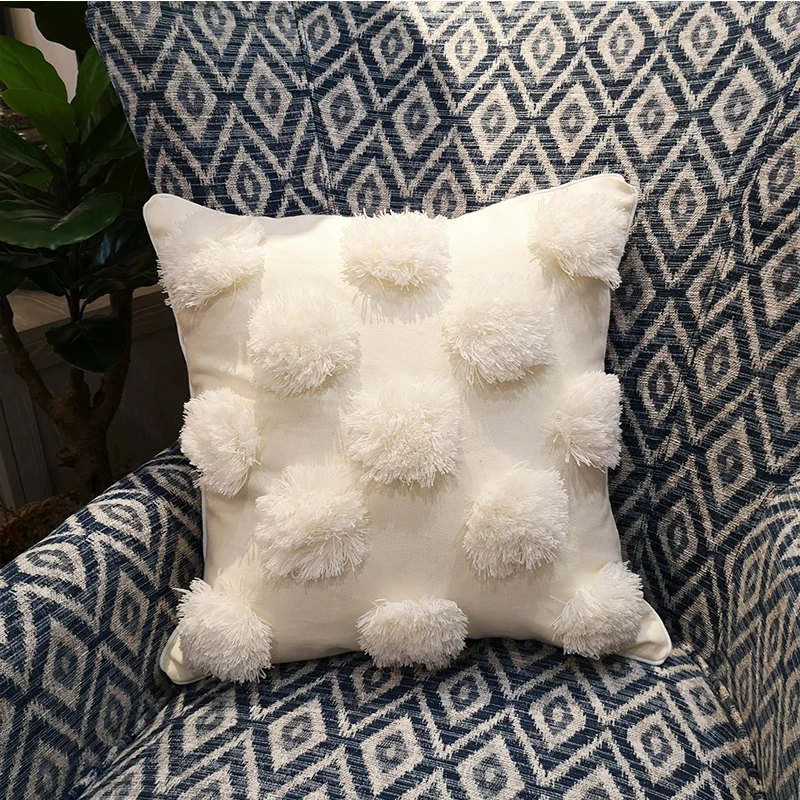 

Moroccan style Cushion Cover Pillow Case Luxury Handmade Geometric Off White For Sofa Bed Home Decorative Canvas 45x45cm