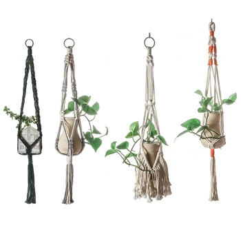 

Handwoven Macrame Plant Hanger Indoor Hanging Planter Basket Flower Pot Holder
