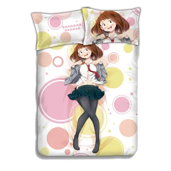 

Anime My Hero Academia OCHACO URARAKA Bedding Sets Twin/Queen/King 3pcs 4pcs bed set with pillowcase + sheet+Duvet Cover Gifts