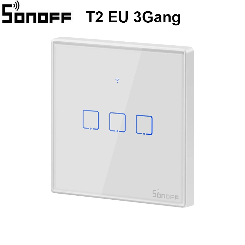 Sonoff T3US3C-TX сенсорный Wifi настенный сенсорный выключатель 3 банды беспроводной дистанционный светильник релейное приложение управление работа с Alexa Google Home - Комплект: T2 EU 3Gang