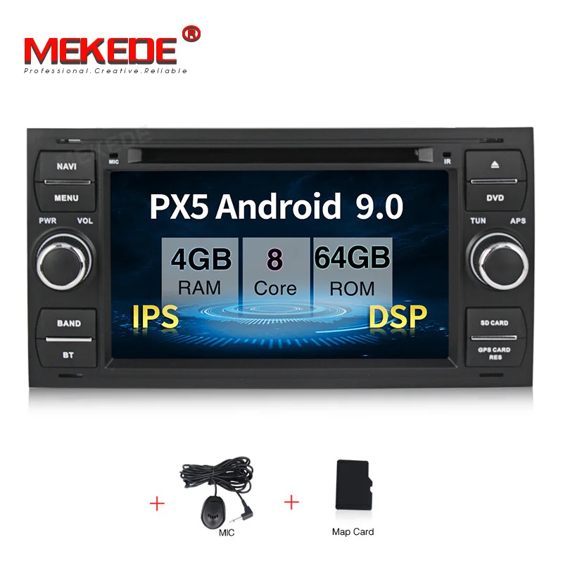 MEKEDE автомобильный мультимедийный плеер gps Android 9,0 2 Din для Ford/Mondeo/Focus/Transit/C-MAX автомобильный радиоприемник Bluetooth DVR Авторадио DSP - Цвет: 64G CAR DVD