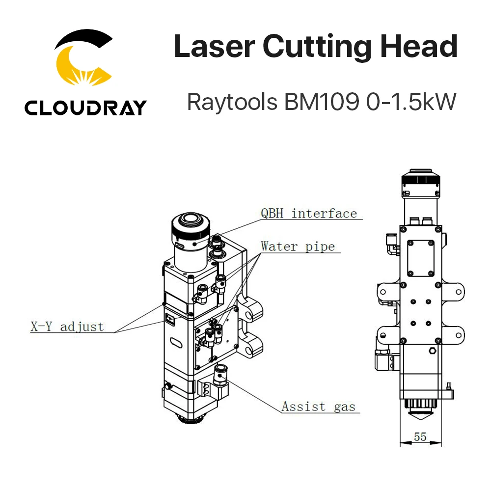 Raytools BM109 0-1.5kW автоматическая фокусировка волоконная Лазерная режущая головка для резки металла