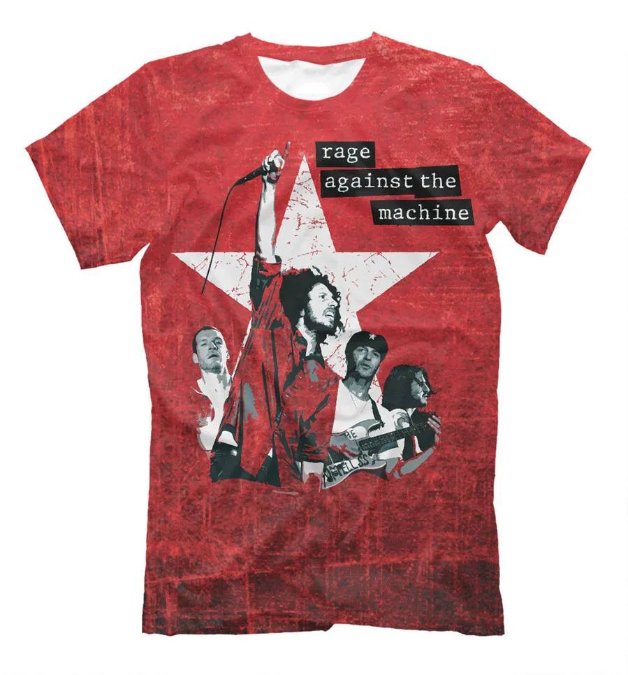 

Rage Against The Machine T-Shirt - Red Color Print Tee Anarchy Punk Rock Ratm Summer Tee Shirt