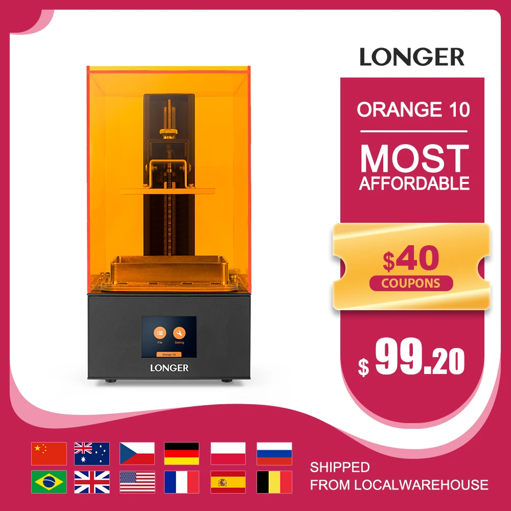 LONGER ORANGE 10 LCD SLA 3D принтер набор с полимерной матрицей УФ освещение смолы полностью