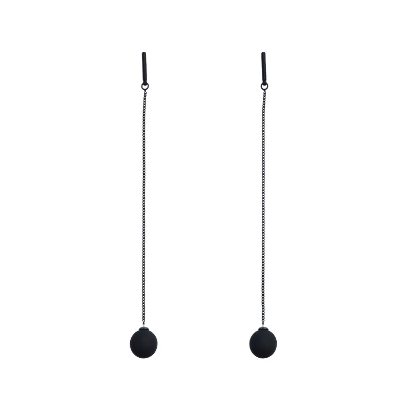 New 2020 Long Tassels Earring Black Joker Contracted Metal Ball Drop Earrings Women Temperament Fashion Jewelry - Image 6
