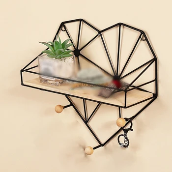 

1 Pcs Heart Shape Storage Holder Rack Shelf Iron Grid Photo Wall Creative Decor