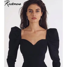 Rockmore Harajuku элегантная женская футболка с глубоким v-образным вырезом Сексуальная уличная Женская Корейская футболка с длинным рукавом облегающие шикарные футболки топы Базовая футболка