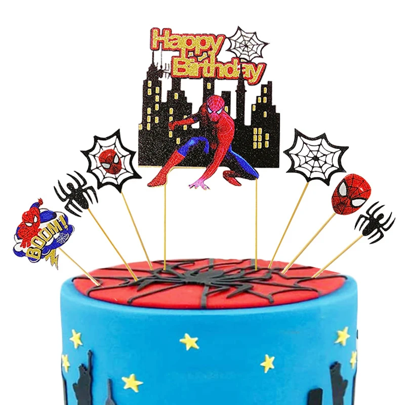 Juego de Decoración de Pastel con temática de Spider man para fiesta de  cumpleaños, set de Decoración de Pastel con dibujos animados de Disney,  suministros de fiesta, juguete, 1Set|Suministros de decoración de