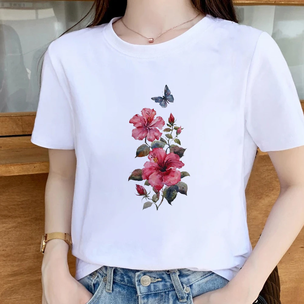 Último espada Dentro Camisetas modernas para mujer, camiseta informal con gráfico de rosas  chinas, camiseta versátil de verano, ropa de estilo estético creativo a la  moda|Camisetas| - AliExpress