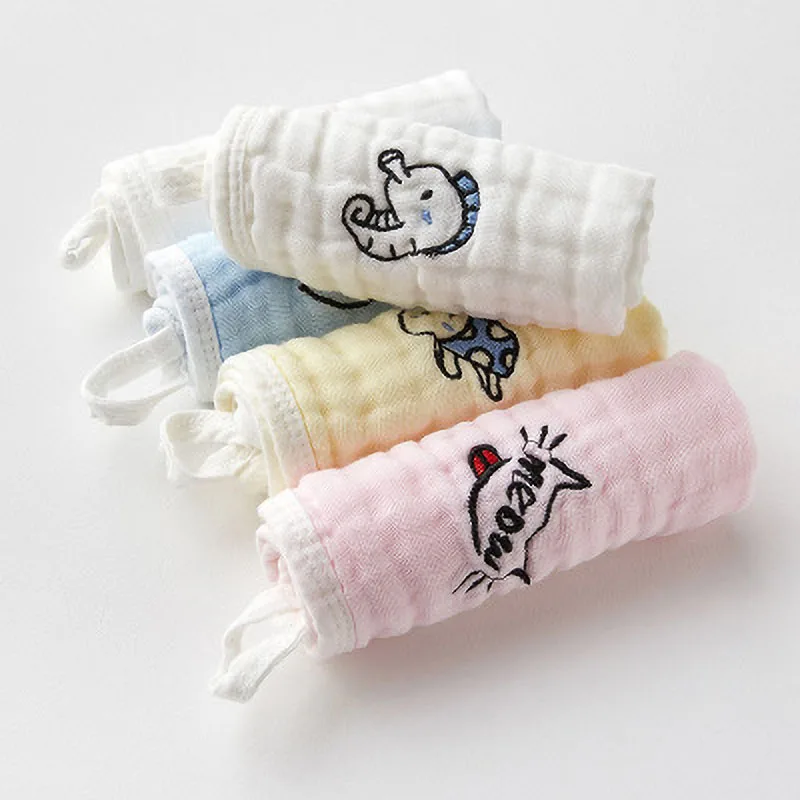 

5pcs/lot Children Jacquard Embroidered Washcloth Bathing Feeding Cartoon Baby Towel Newborn Towel Wipe Infant