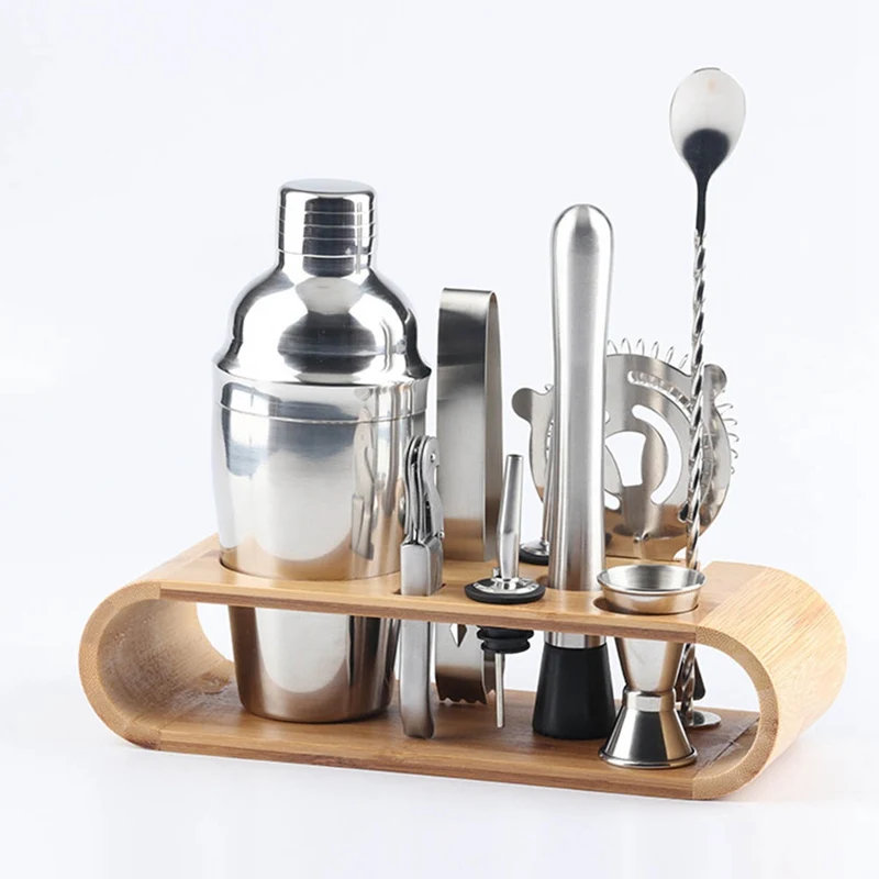 700 ml/750 ml 10 шт./компл. нержавеющей барный коктейль-Шейкер Набор посуды для бара набор шейкеров с бамбуковое основание шкафа инструмент для коктейлей, комплект