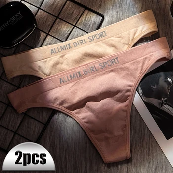 

2020 Arrival Letters Sport Panties Thong G String Seamless Low Waist Cotton Panty Women Briefs Underpants Sexy Underwear