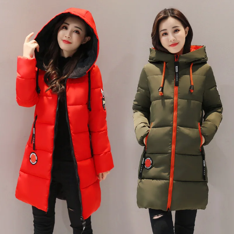 

2019 New Style College Style Warm Coat Student Mid-length Cotton-padded Clothes Junior High School Students Winter Cotton Dress