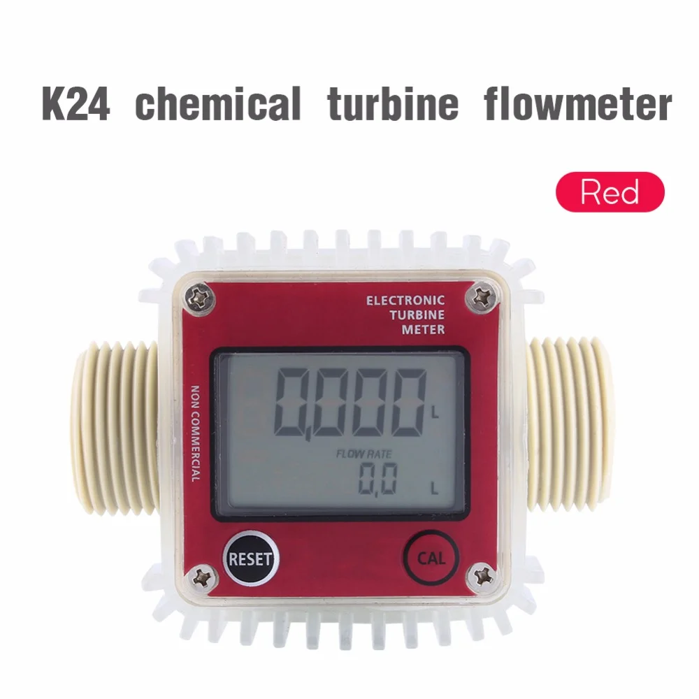 1 Inch Thread K24 Turbine Digital Diesel Fuel Flow Meter For Chemicals Water 