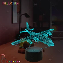 Lampe de Table en forme d'avion 3D, Illusion d'optique 3D, veilleuse pour décoration de salon à la maison, 7 couleurs