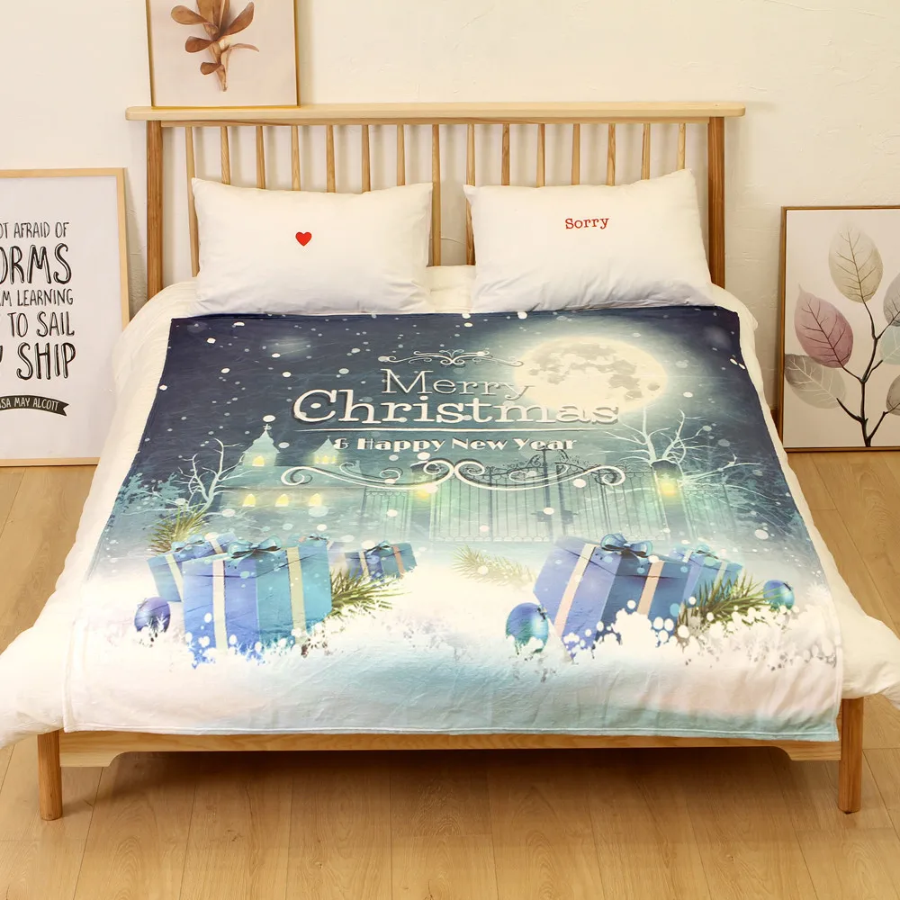 OUNEED одеяло Merry Christmas фланелевый диван-кровать с тканевой обивкой путешествия супер мягкий диван офис дети переносное одеяло 150x200 см#45