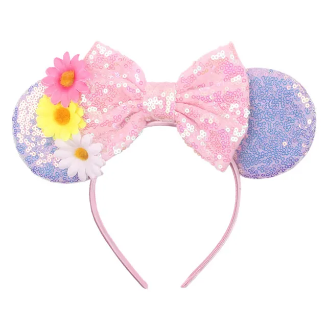 Disney Mickey Stitch Frozen Ears Headband Sequins Hair Bows Charactor For Women Festival Hairband Girls Hair Accessories Party 32